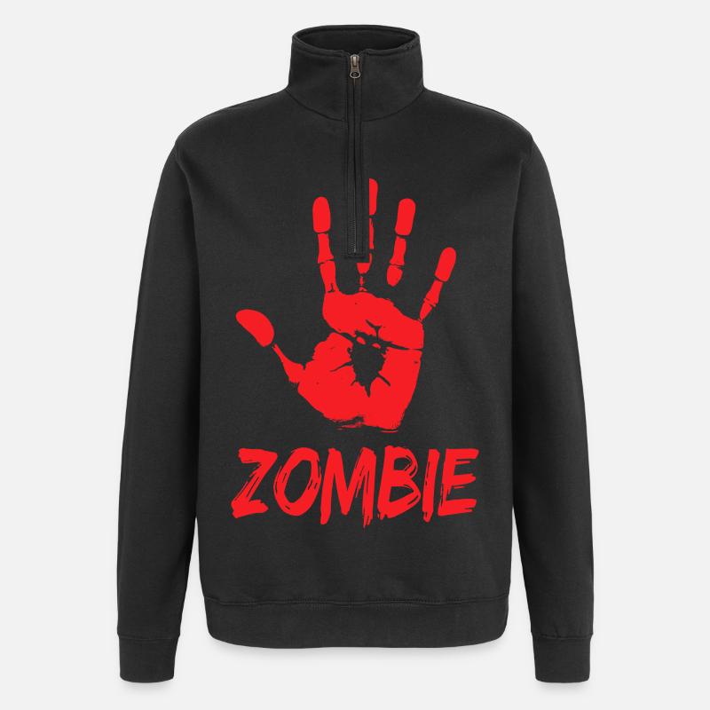 Zombie Hand Halloween Apokalypse - Quarter-Zip-Sweatshirt - Schwarz