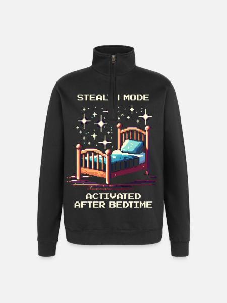 Stealth mode: after bedtime | Parents - Quarter-Zip Sweatshirt - black