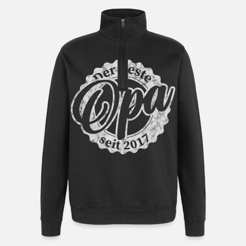 Der Beste Opa seit 2017 - Quarter-Zip-Sweatshirt - Schwarz
