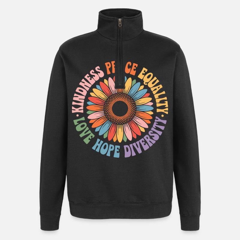 Kindness Peace Equality Love Hope Diversity - Quarter-Zip Sweatshirt - black