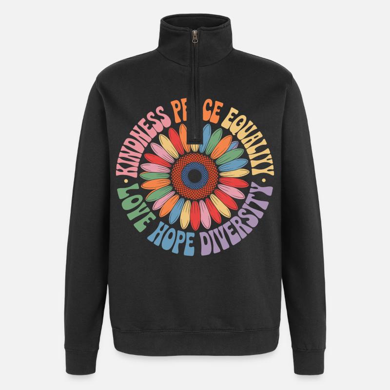 Sonnenblume Frieden Liebe Hoffnung Diversität - Quarter-Zip-Sweatshirt - Schwarz