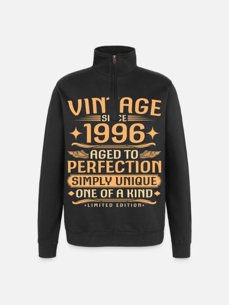 Vintage 1996 Vintage Born - 30 jaar oud - Sweatshirt met 1/4-rits - zwart