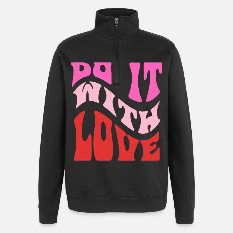 Lettrage rétro It It Love - Sweat à zip 1/4 - noir