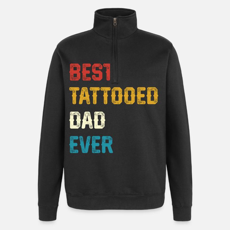 Bester tätowierter Vater Ever - Quarter-Zip-Sweatshirt - Schwarz