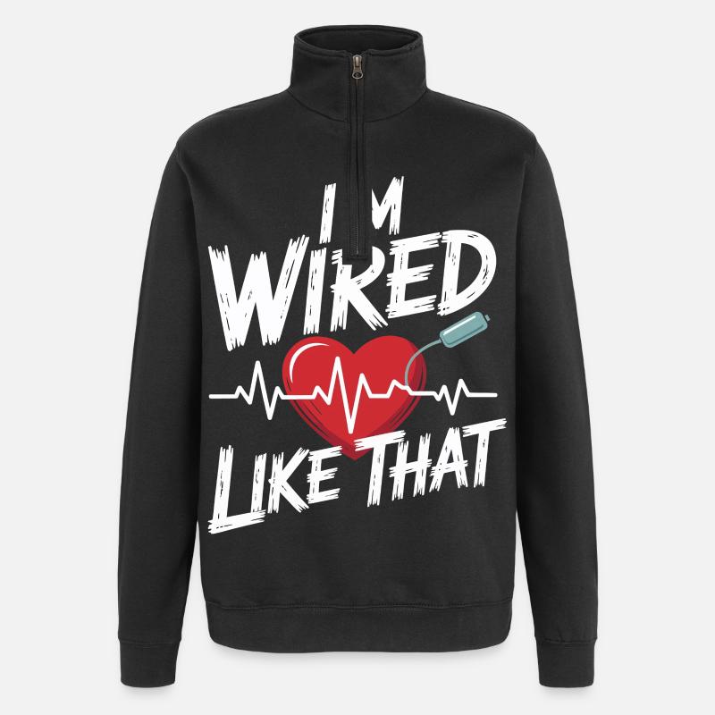 I'm networked heartbeat - Quarter-Zip Sweatshirt - black