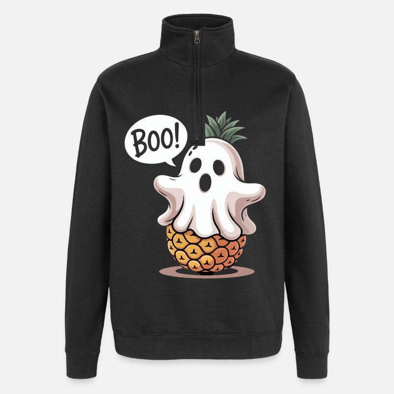 Ananas Geist Halloween - Quarter-Zip-Sweatshirt - Schwarz
