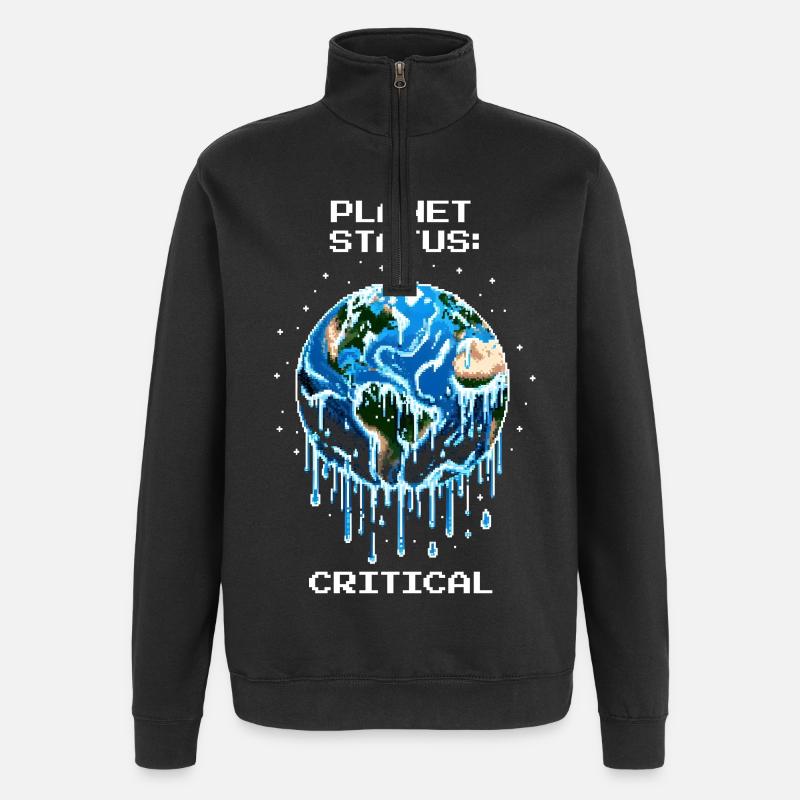 Planet-Status: Kritisch | Klimawandel, Erde - Quarter-Zip-Sweatshirt - Schwarz