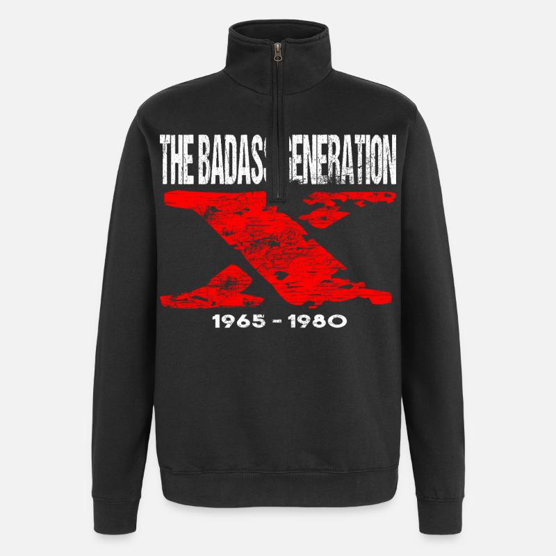 Generation X 1965 1980 Retro - Quarter-Zip Sweatshirt - black