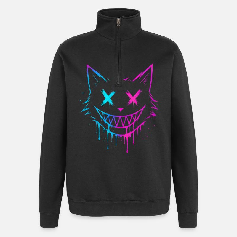 Éclaboussure de chat - Sweat à zip 1/4 - noir