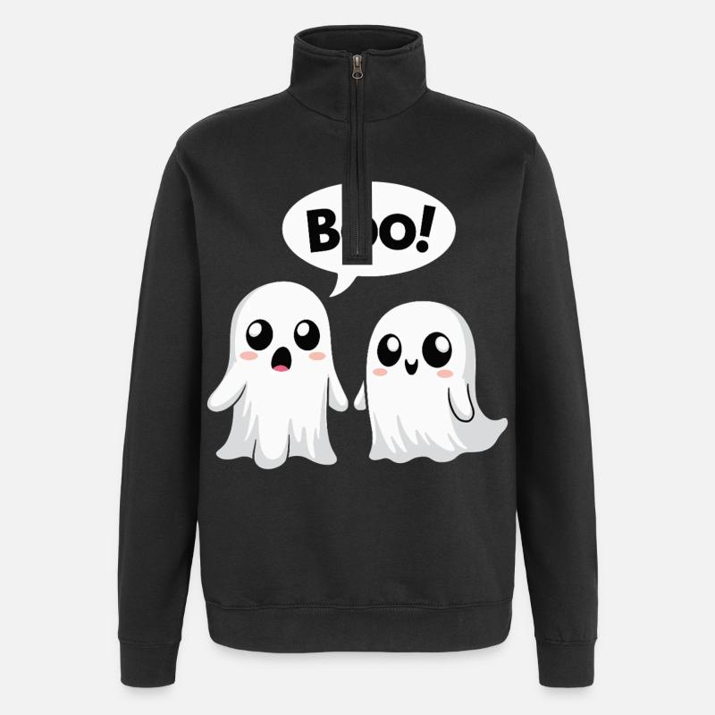 Halloween Cute Boo Ghosts - Quarter-Zip Sweatshirt - black