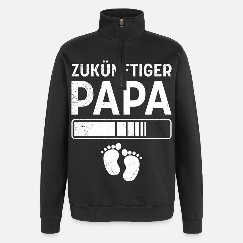Future papa Funny - Sweat à zip 1/4 - noir