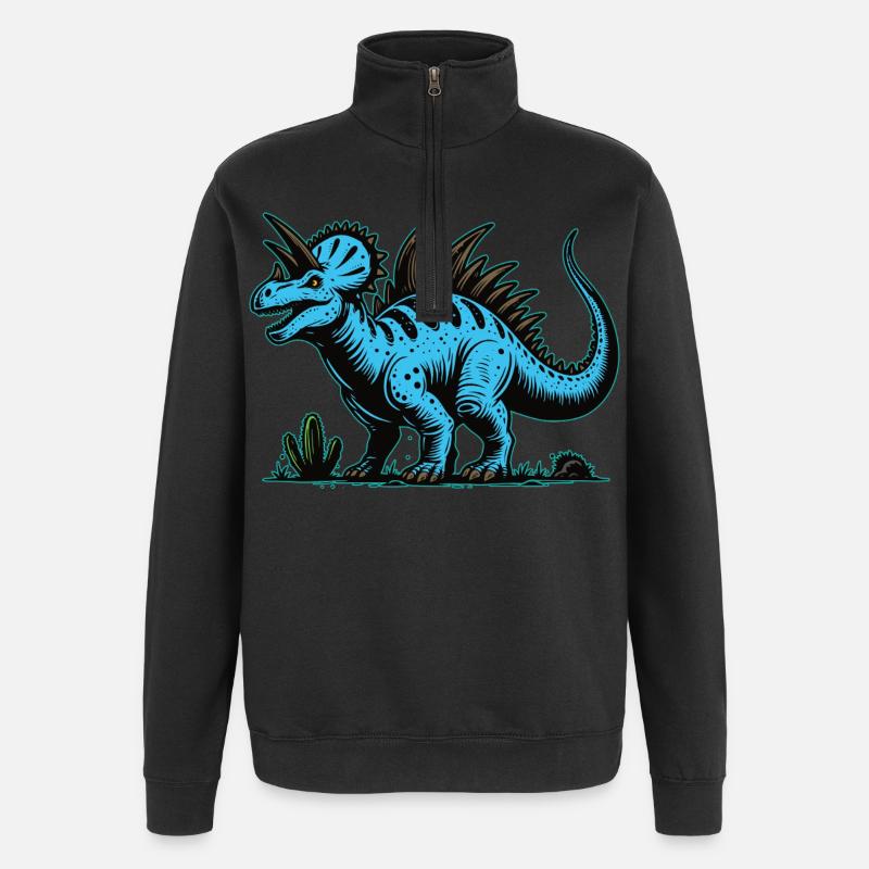Conception de dinosaure mutant bleu - Sweat à zip 1/4 - noir