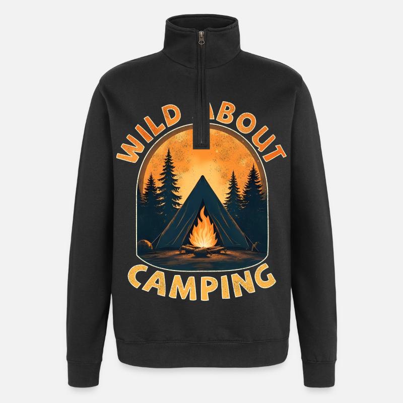 Passionné de camping - Sweat à zip 1/4 - noir