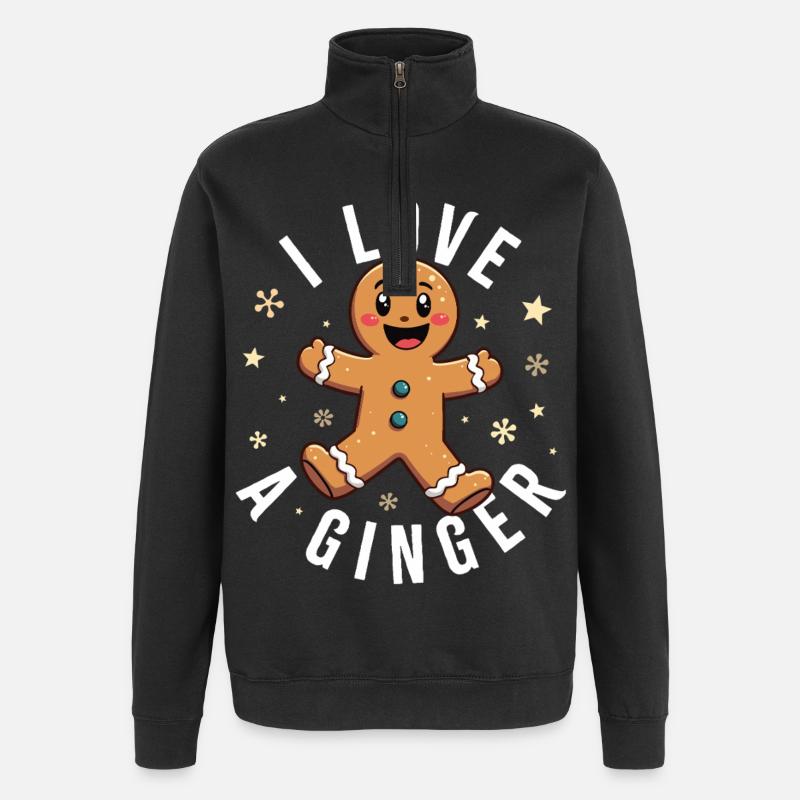 Ich liebe Ingwer - Quarter-Zip-Sweatshirt - Schwarz