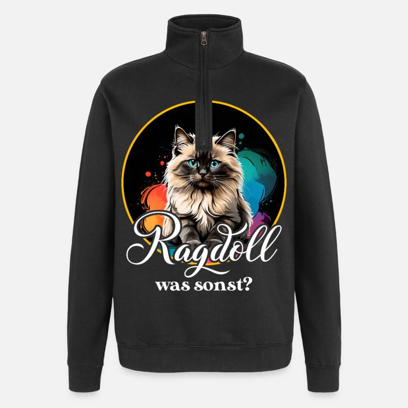 Chat Ragdoll - Sweat à zip 1/4 - noir