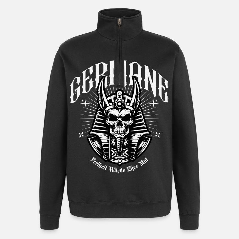 Crowns Skull Warrior Germanic - Quarter-Zip Sweatshirt - black