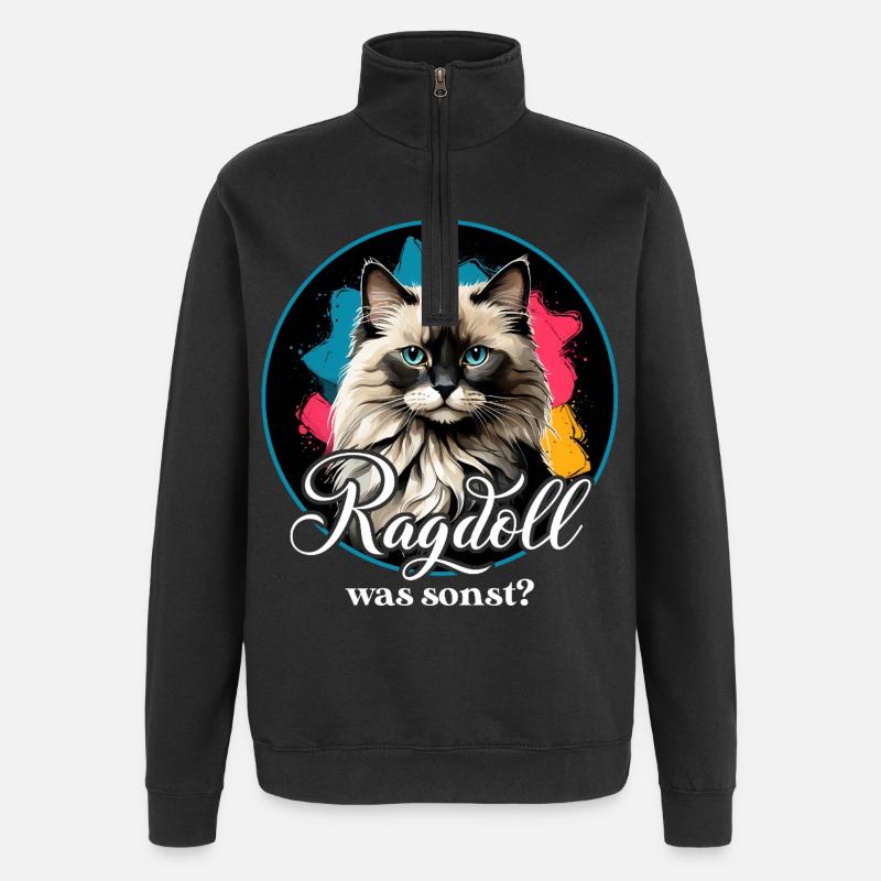 Chat Ragdoll - Sweat à zip 1/4 - noir