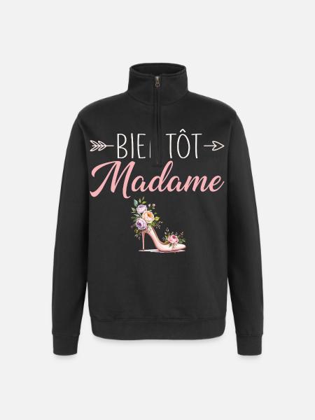 Madame Mariage EVJF Future Mariée - Sweat à zip 1/4 - noir