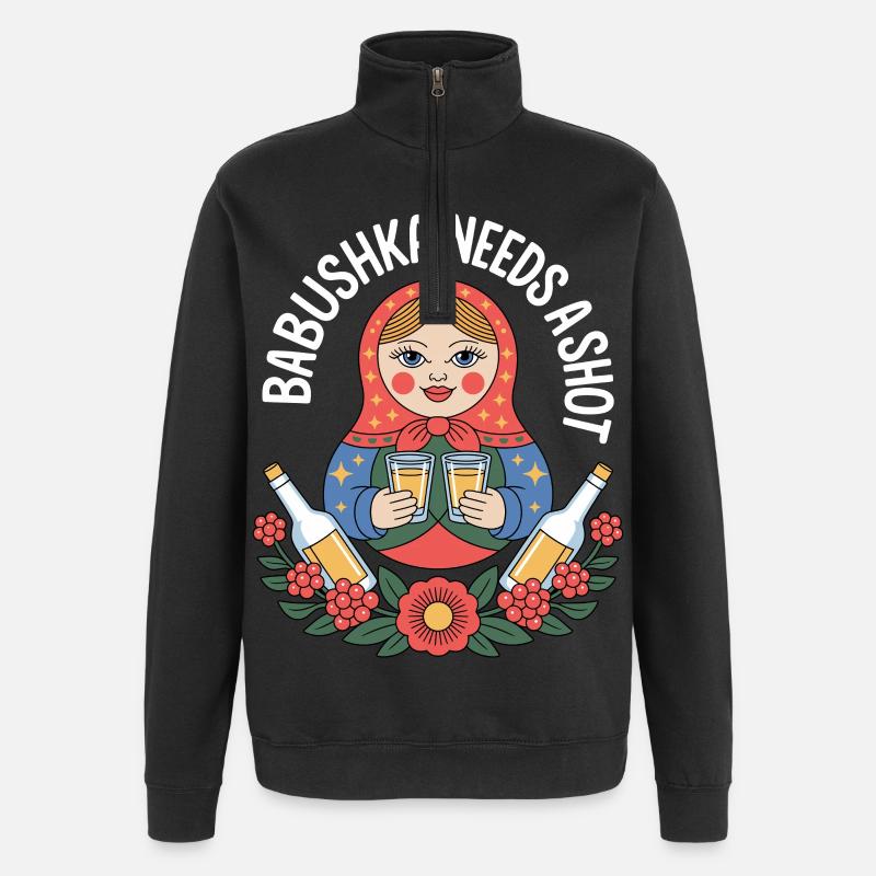 Babouchka avec motif Shot - Sweat à zip 1/4 - noir