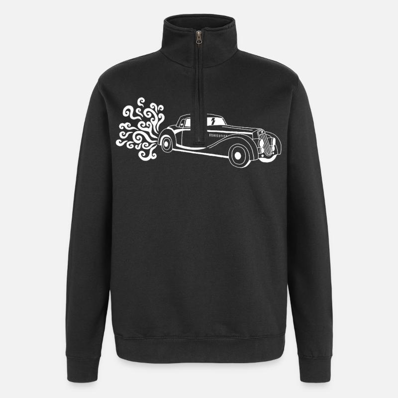 Weißer Oldtimer - Quarter-Zip-Sweatshirt - Schwarz