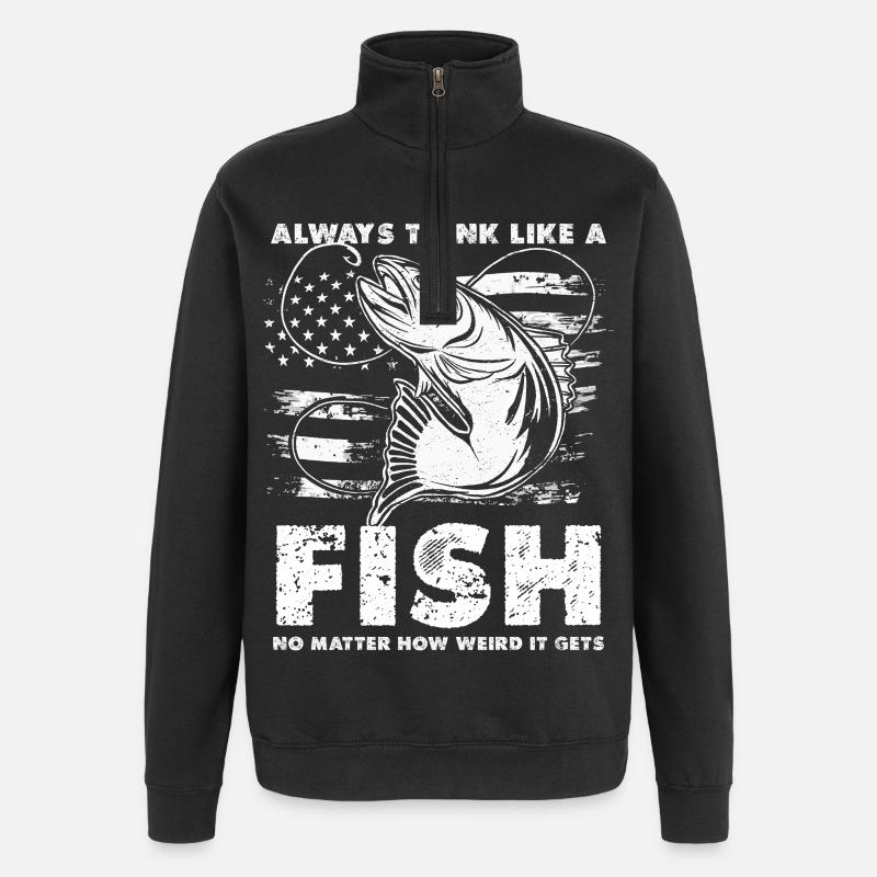 Fish Thoughts Flag Pattern - Quarter-Zip Sweatshirt - black
