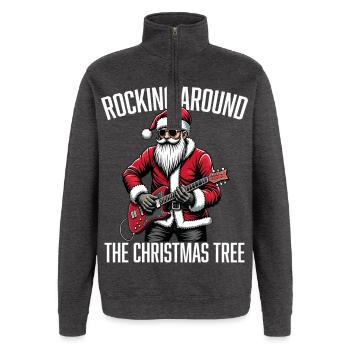 Schaukeln um den Weihnachtsbaum - Quarter-Zip-Sweatshirt - Anthrazit - Vorne - AI Model Female 172 light (172cm) & AI Model Male 178 dark (178cm)