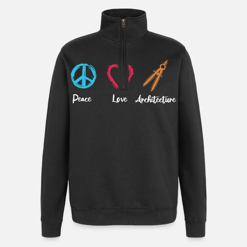 Paix Amour Architecture - Sweat à zip 1/4 - noir