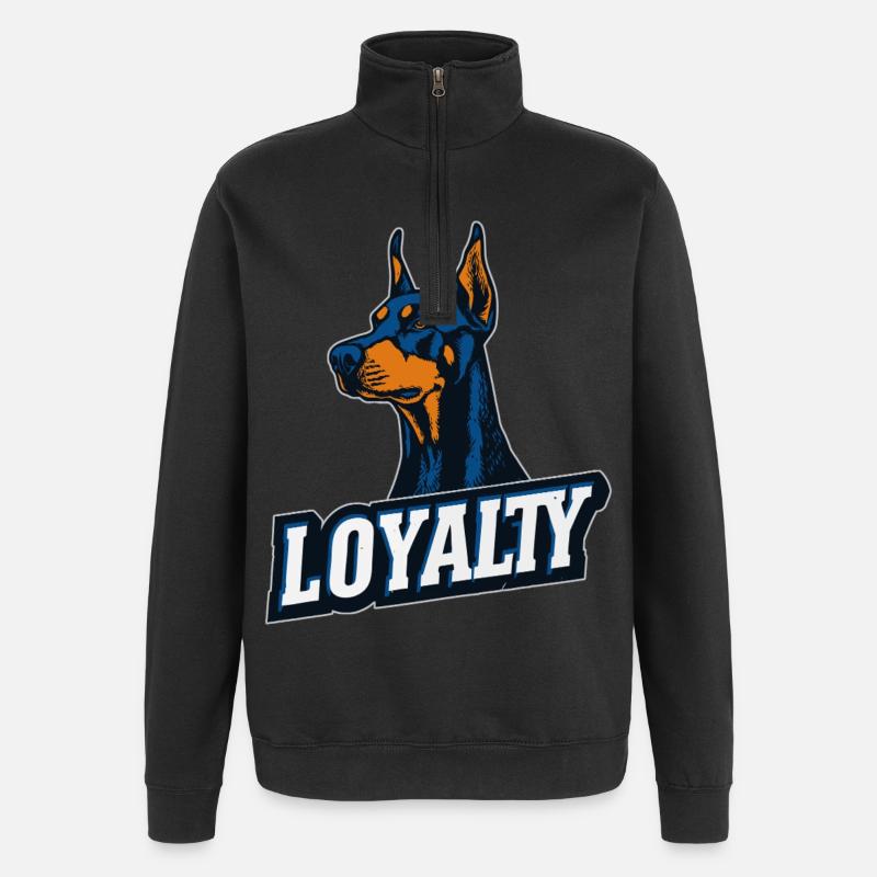 Doberman – Symbole de loyauté | LOYAUTÉ - Sweat à zip 1/4 - noir