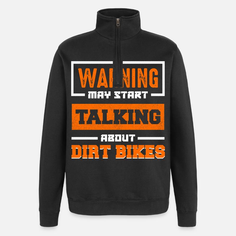 Warning: Dirt Bikes Talk Start - Quarter-Zip Sweatshirt - black