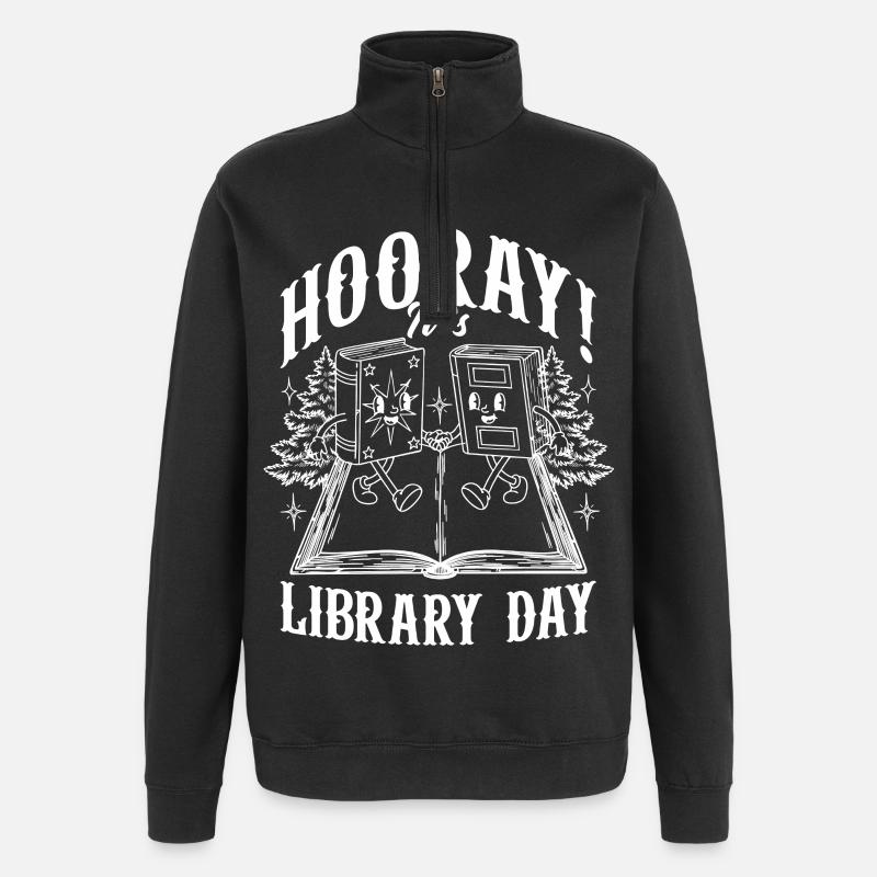 Library Day Librarian Reading Librarian - Quarter-Zip Sweatshirt - black