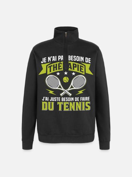 I just need to play tennis - Quarter-Zip Sweatshirt - black