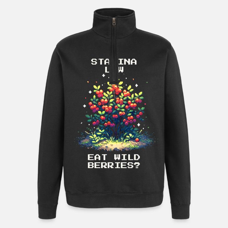 Ausdauer low? Wilde Beeren essen? | Bushcraft - Quarter-Zip-Sweatshirt - Schwarz