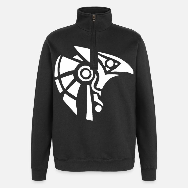 Dieu égyptien Horus (blanc) - Sweat à zip 1/4 - noir