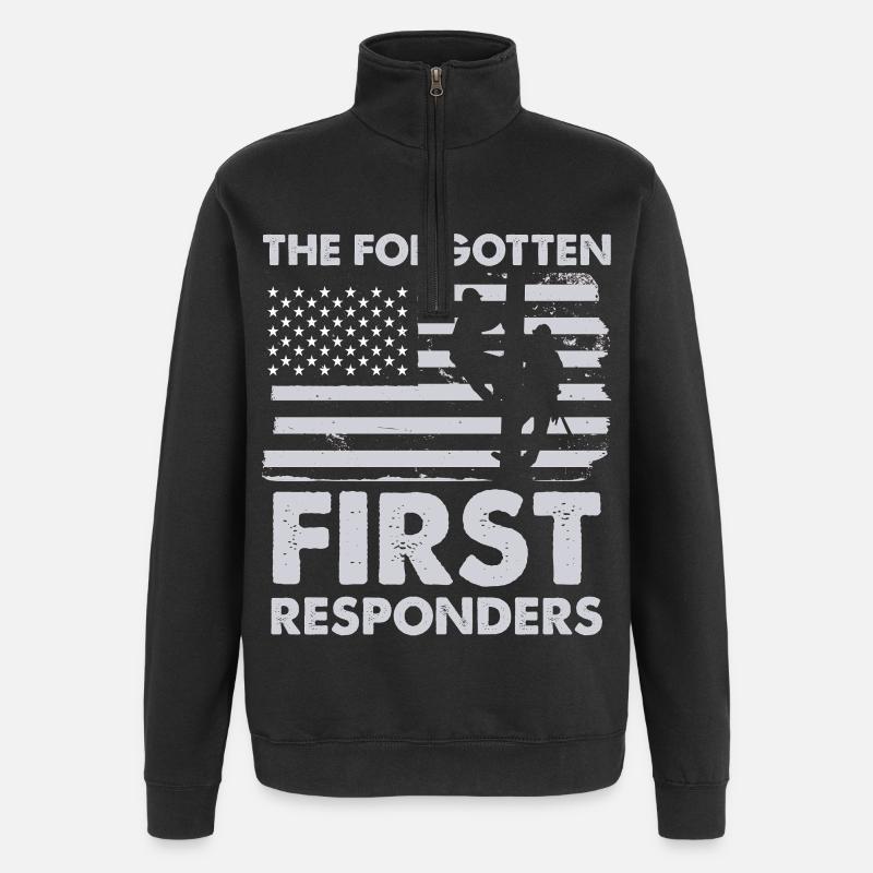 Forgotten First Responders Flag - Quarter-Zip Sweatshirt - black