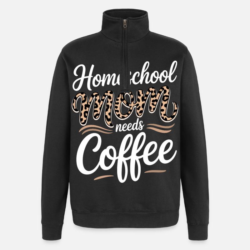 Homeschool-Mutter liebt Kaffee - Quarter-Zip-Sweatshirt - Schwarz