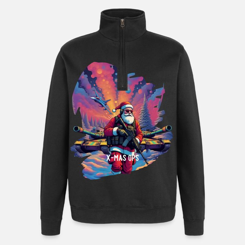 Noël Ops Spécial Père Noël - Sweat à zip 1/4 - noir