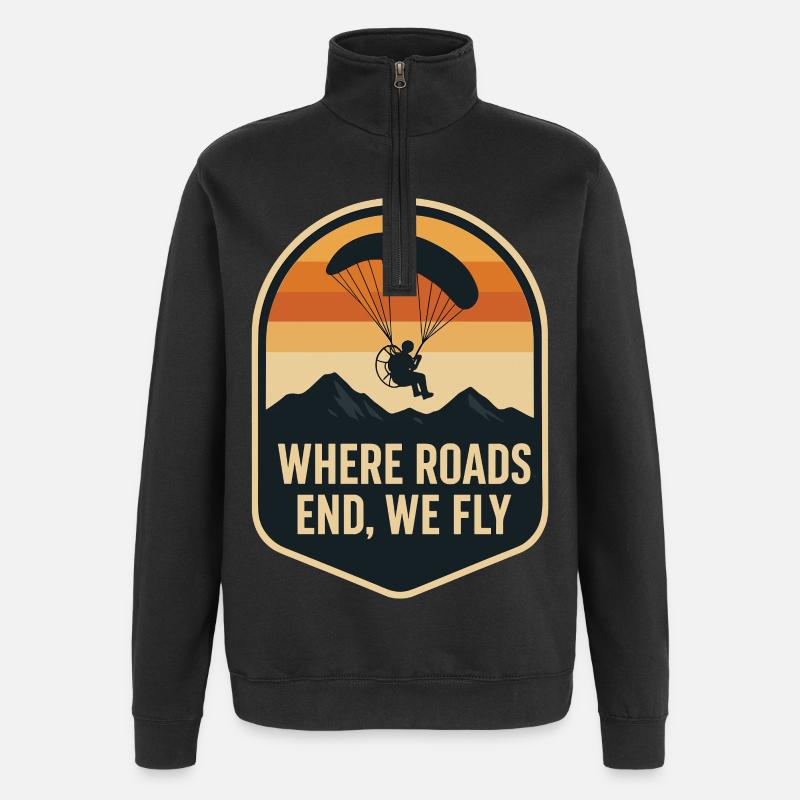 Where roads end, we fly - Quarter-Zip Sweatshirt - black