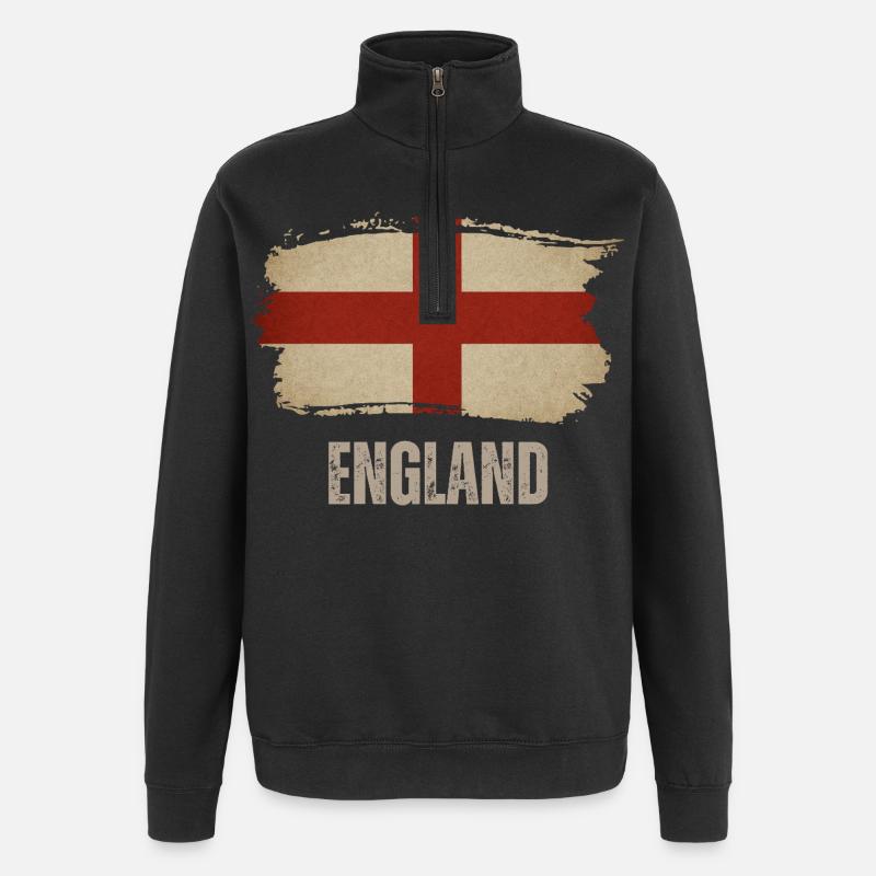 Drapeau de l’Angleterre, fabriqué en Angleterre - Sweat à zip 1/4 - noir