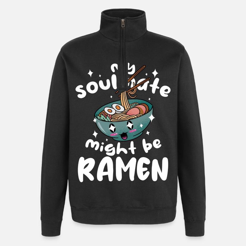 Seelenramen Cartoon - Quarter-Zip-Sweatshirt - Schwarz