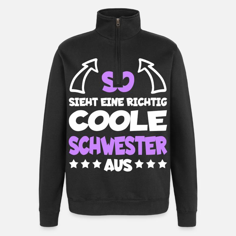 rightcoolsisterspreaddew1 - Quarter-Zip Sweatshirt - black