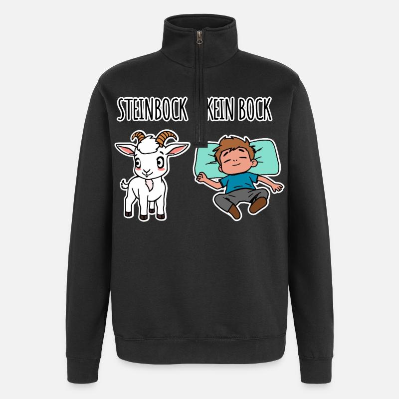 Steinbock - Kein Bock - Achtung Flachwitz! - Quarter-Zip-Sweatshirt - Schwarz