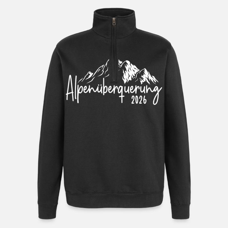 Alpenüberquerung 2026 - Quarter-Zip-Sweatshirt - Schwarz