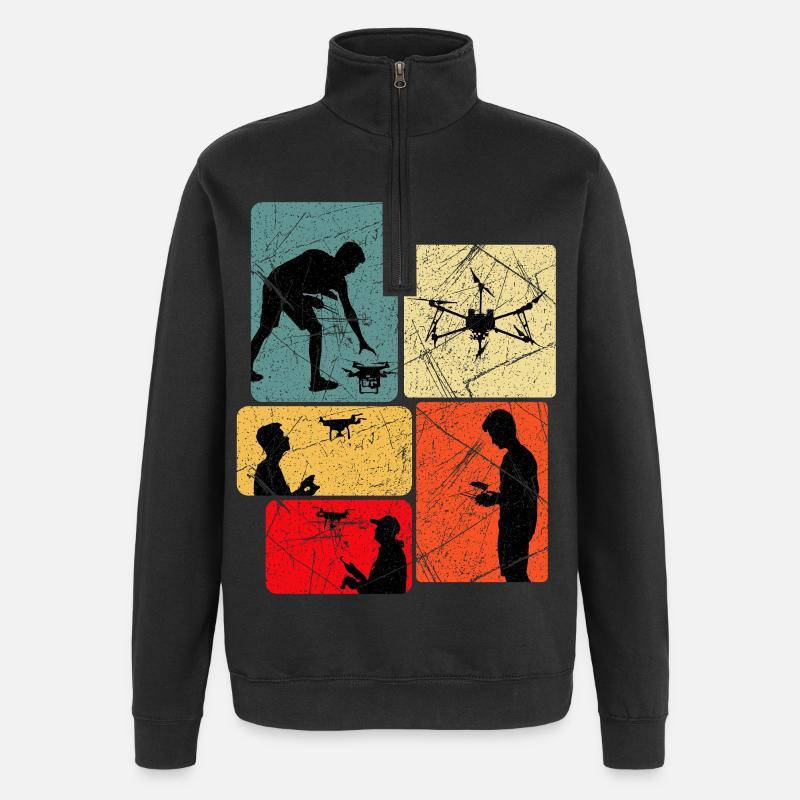 Drones Flying Saying Gift Idea - Quarter-Zip Sweatshirt - black