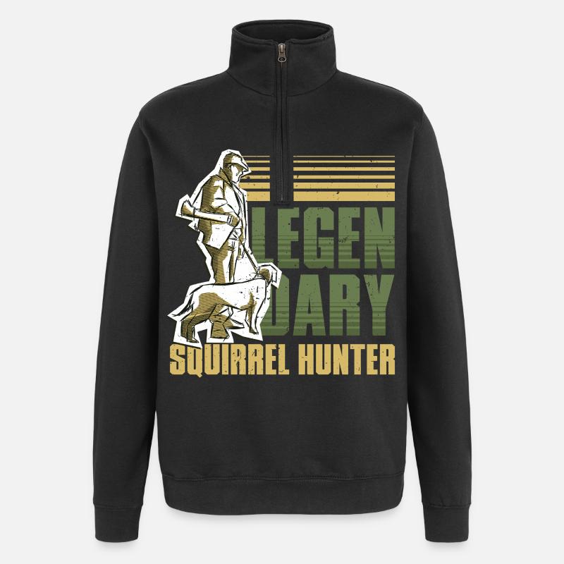 Squirrel Hunter Tree Rat - Quarter-Zip Sweatshirt - black