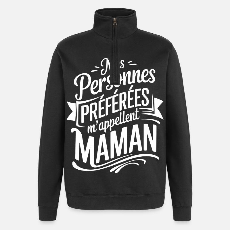 Mes Personnes Préférées m'appellent Maman - Sweat à zip 1/4 - noir