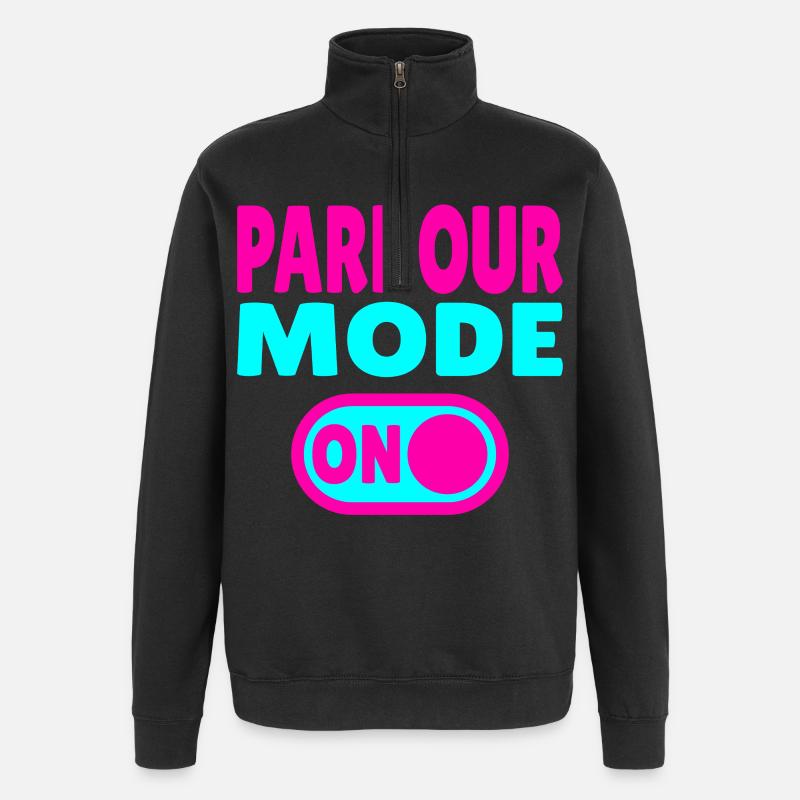 Mode Parkour activé - Sweat à zip 1/4 - noir