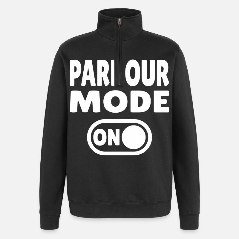 Mode Parkour activé - Sweat à zip 1/4 - noir
