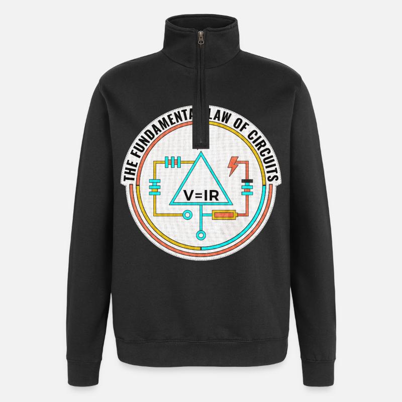 Gift for Electrical Engineer, Funny Circuits Shirt - Quarter-Zip Sweatshirt - black