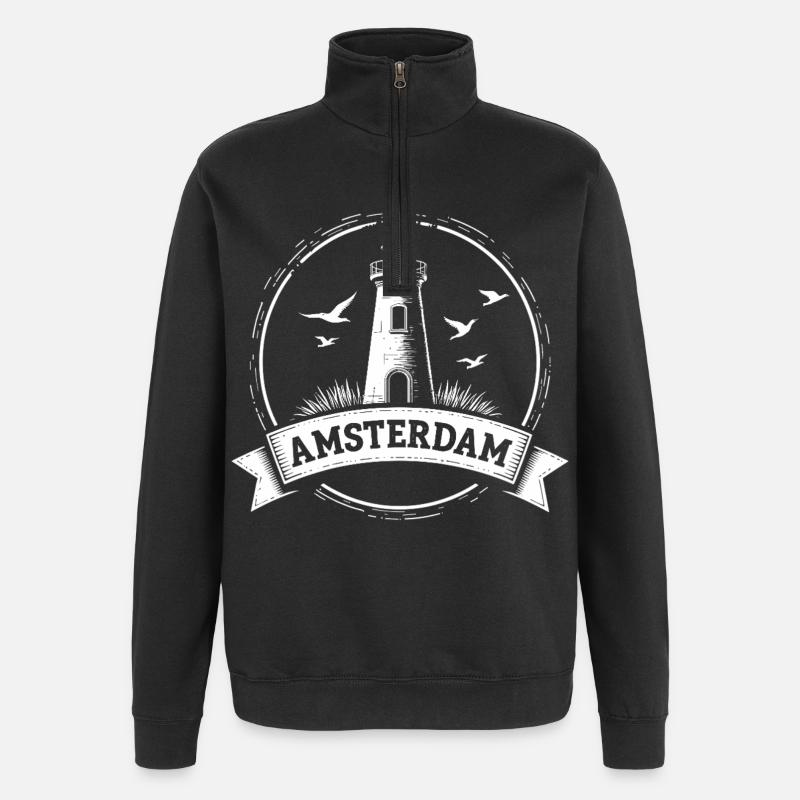 Leuchtturm Amsterdam Maritimes  - Quarter-Zip-Sweatshirt - Schwarz