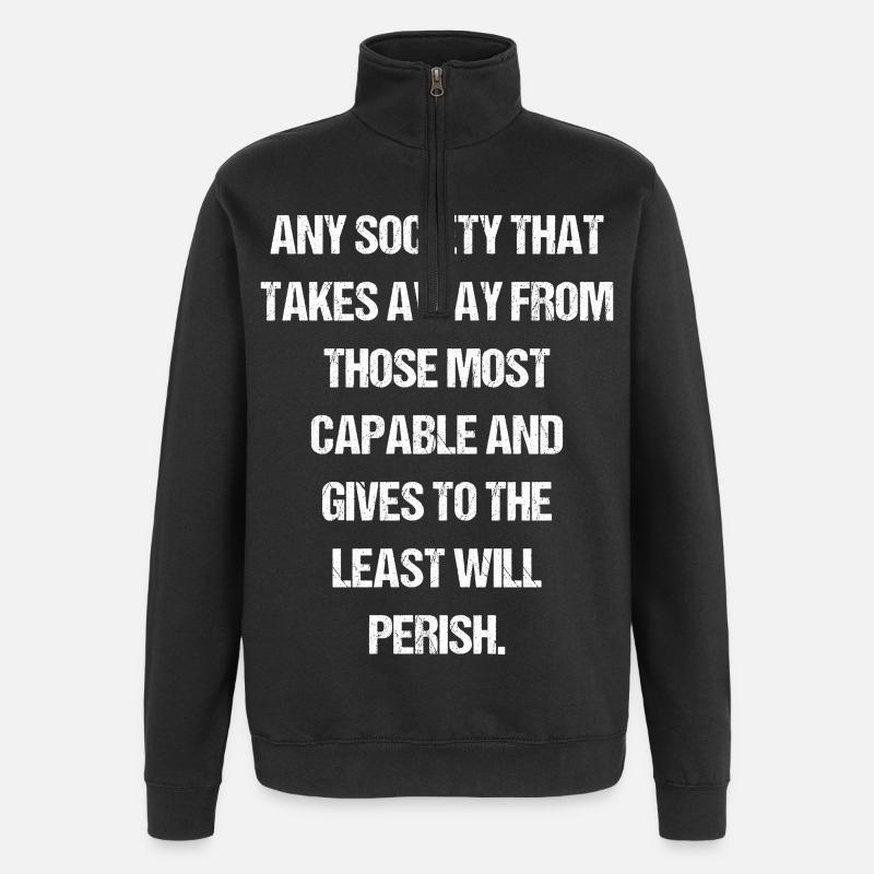 toute société qui prive ces - Sweat à zip 1/4 - noir